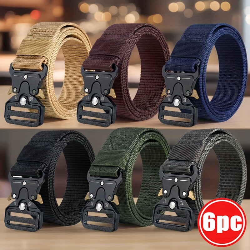 6pcs Men'S Tactical Heavy Duty Nylon Belts with Alloy Buckles